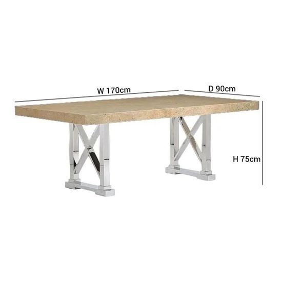 Impero Marble Pedestal Dining Table with Stainless Steel Base - Variation Available